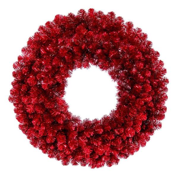 48" Artificial Deluxe Red Tinsel Fir Wreath