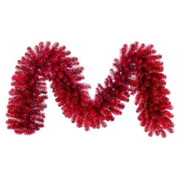 9' Artificial Deluxe Red Tinsel Garland Unlit
