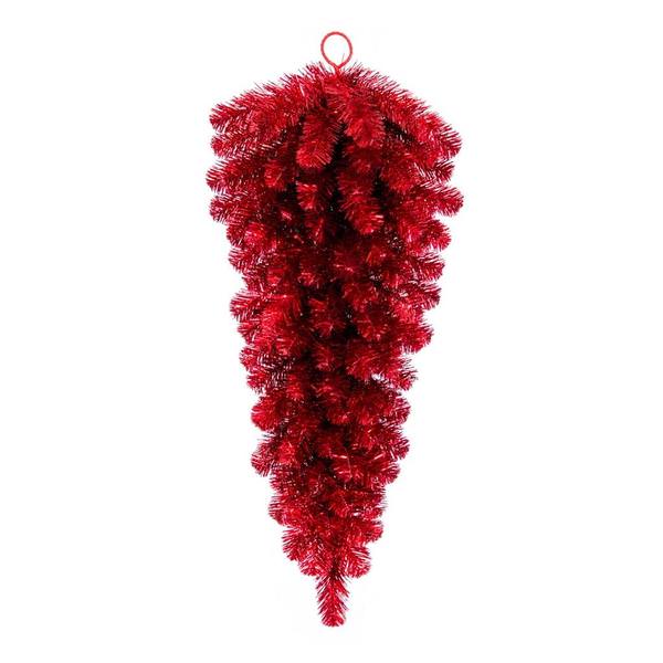 36" Artificial Deluxe Red Tinsel Teardrop
