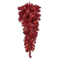 Vickerman 36" Artificial Red Tinsel Teardrop 50 Warm White LED Lights
