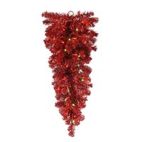 Vickerman 36" Artificial Tinsel Red Teardrop 50 Red / Green Mini Lights