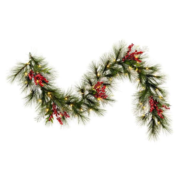 6'x16" Artificial Frosted Red/Green BO 50 Warm White LED Lights