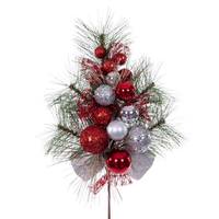 Vickerman 17" Red/Silver Decorated Spray (2 pack)