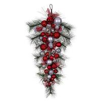 Vickerman 32" Artificial Red/Silver Decorated Teardrop