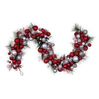 Vickerman 6' Artificial Red/Silver Decorated Garland