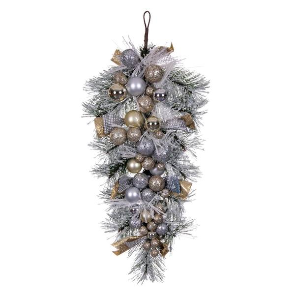 32" Artificial Champagne Decorated Teardrop