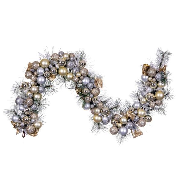 6' Artificial Champagne Decorated Garland