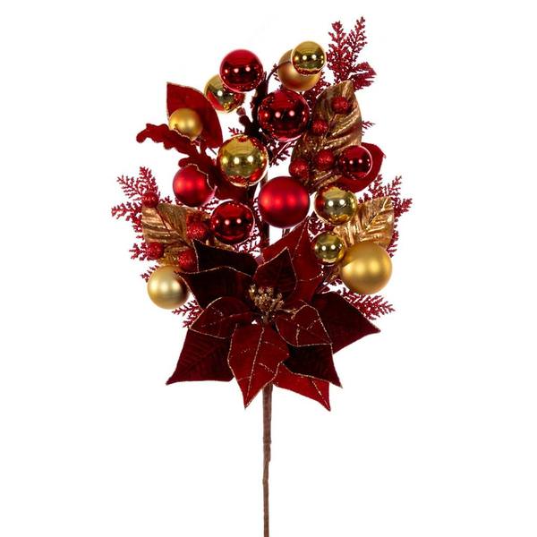 28" Red Poinsettia Decorated Spray (2 Pack)