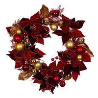 Vickerman 22" Red Poinsettia Decorated Wreath