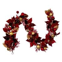 Vickerman 6' Red Poinsettia Decorated Garland