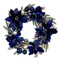 Vickerman 22" Midnight Blue Magnolia Wreath