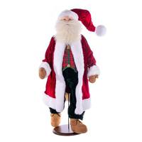Vickerman 36" Red Plaid Velvet Santa Doll with Stand Santa