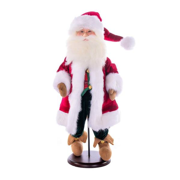 18" Red Plaid Velvet Santa Doll with Stand Santa