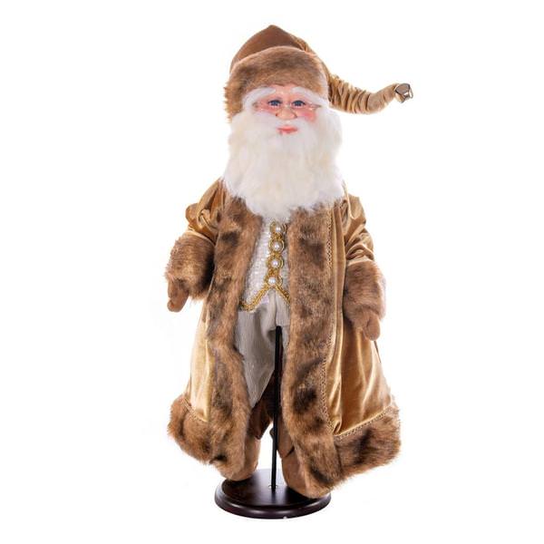 24" Mocha Velvet Santa with Stand Santa