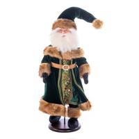 Vickerman 18" Green Velvet Santa Doll with Stand Santa