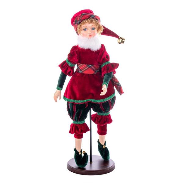 18" Red Plaid Fairy Girl with Stand Santa