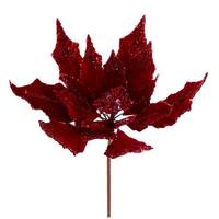 Vickerman 12" Red Double Velvet Poinsettia Pick