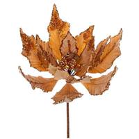 Vickerman 14" Gold Double Velvet Poinsettia Pick