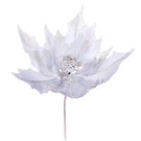 Vickerman 9" White Double Velvet Poinsettia Pick (2 Pack)