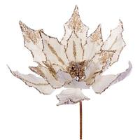 Vickerman 14" Champagne Double Velvet Poinsettia Pick