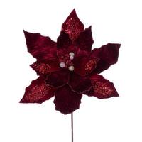 Vickerman 17" Burgundy Poinsettia Stem (3 Pack)