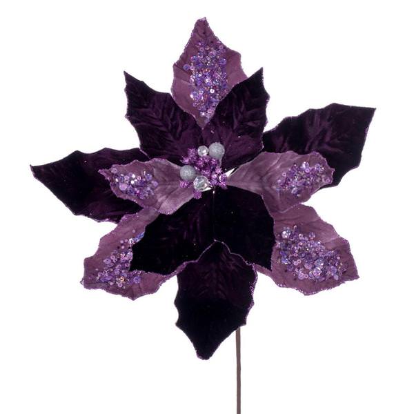 17" Purple Poinsettia Stem (3 Pack)