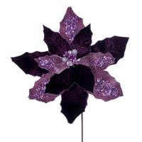 Vickerman 17" Purple Poinsettia Stem (3 Pack)