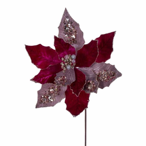 17" Cerise Poinsettia Stem (3 Pack)