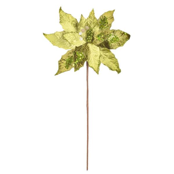 17" Lime Poinsettia Stem 12" Flower (3 Pack)