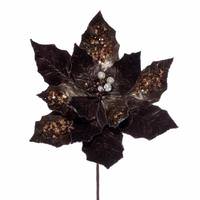 Vickerman 17" Mocha Poinsettia Stem (3 Pack)