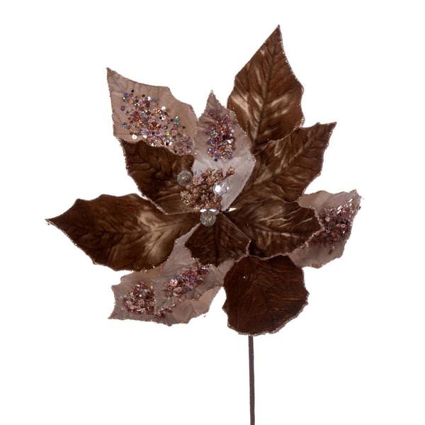 17" Rose Gold Poinsettia Stem (3 Pack)