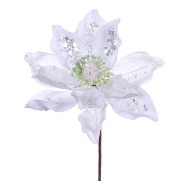 15" White Deluxe Magnolia Stem (6 Pack)