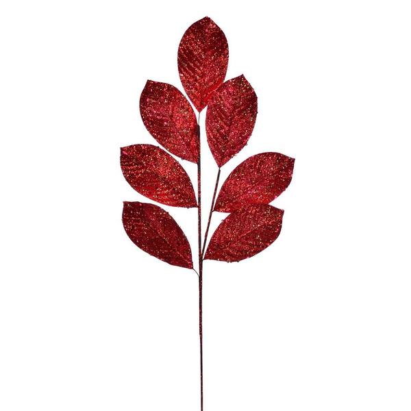 27" Red Glitter Leaf Spray (4 pack)