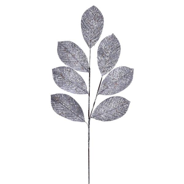 27" Silver Glitter Leaf Spray (4 pack)