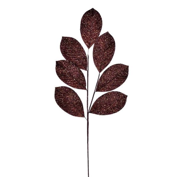 27" Artificial Mocha Glitter Leaf (4 pack)