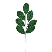Vickerman 27" Artificial Midnight Green Glitter Leaf (4 pack)