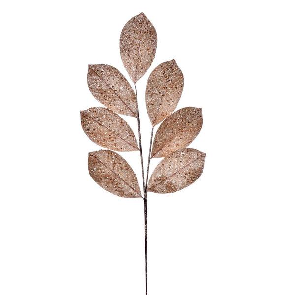 27" Rose Gold Glitter Leaf Spray (4 pack)