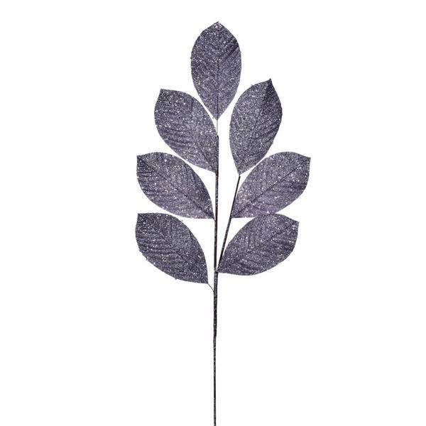27" Pewter Glitter Leaf Spray (4 pack)