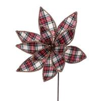 Vickerman 17" Red/White/Jute Plaid Poinsettia Spray (4 pack)