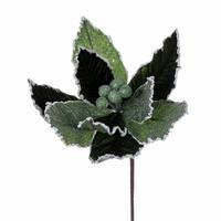 Vickerman 17" Green Glitter Petal Poinsettia Spray (5 pack)