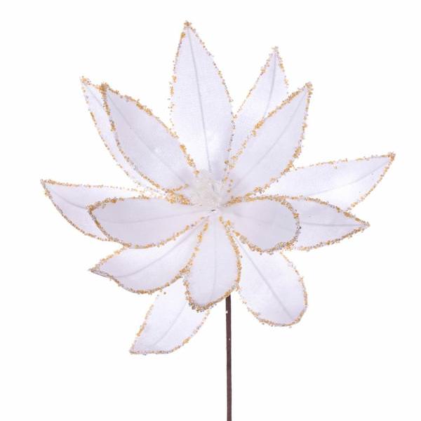 17" White/Gold Edge Poinsettia Spray (3 pack)