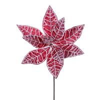 Vickerman 17" Red/White Frosted Poinsettia Spray (4 pack)