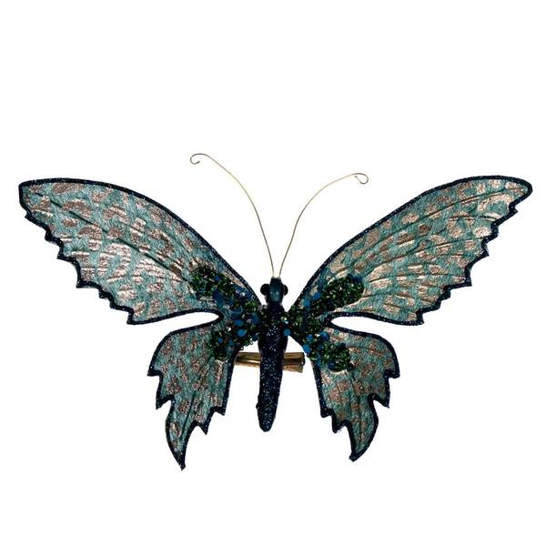 7.5" Seafoam Glitter Butterfly Clip Ornament (4 Pack)