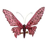 Vickerman 7.5" Pink Glitter Butterfly Clip Ornament (4 Pack)