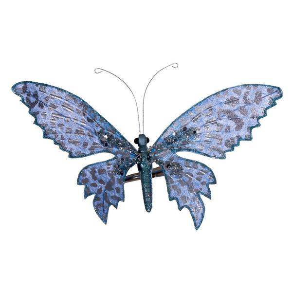7.5" Blue Glitter Butterfly Clip Ornament (4 Pack)