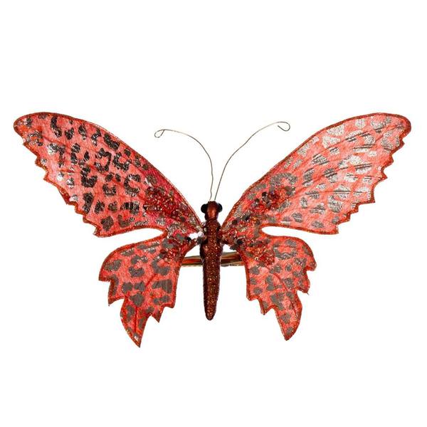 7.5" Orange Glitter Butterfly Clip Ornament (4 Pack)