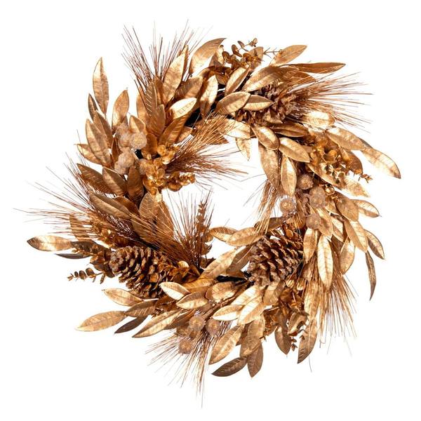 24" Artificial Gold Pinecone Needle Berry Unlit