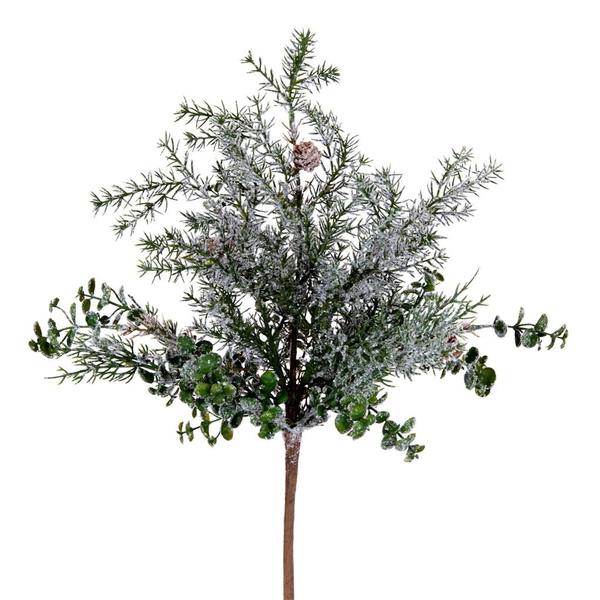 20" Artificial Snow Cedar/Eucalyptus Bush (2 Pack)