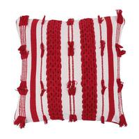 Vickerman 20"x20" Red/White Stripe Cotton Pillow