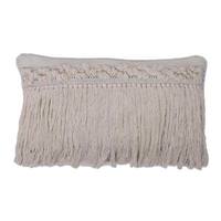 Vickerman 20" x 12" Grey Plaid Fringe Cotton Pillow